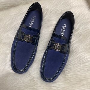 Versace Men's Navy and Black Loafers size 43/10